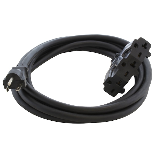 Ac Works STW; Cold Weather Extension Cord, 12 AWG, Indoor/Outdoor, 12/3, 3 Outlets, 6-15/20R, Black, PVC S620W620-010 - main